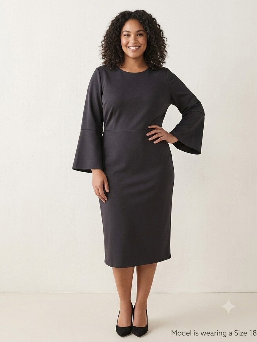 Eloquii Black Long Sleeve Dress Scuba
